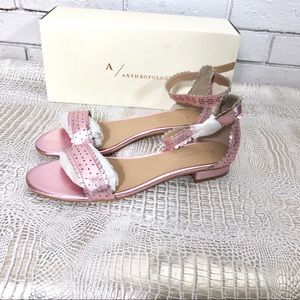 Anthropologie Women’s Metallic Pink Wrap Sandals